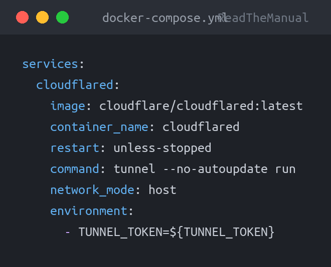 docker-compose.yml used in the guide: How to Set Up Cloudflare Tunnels on Debian (2026