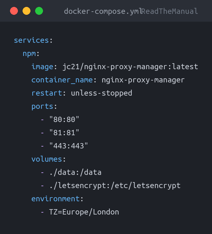 docker-compose.yml used in the guide: How to Install Nginx Proxy Manager with Docker (