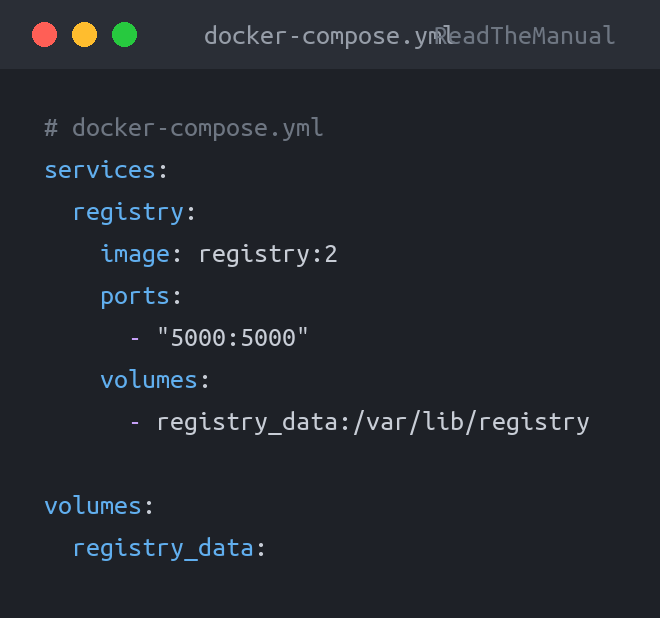 docker-compose.yml used in the guide: Private Container Registry: Self-Host Your Docke