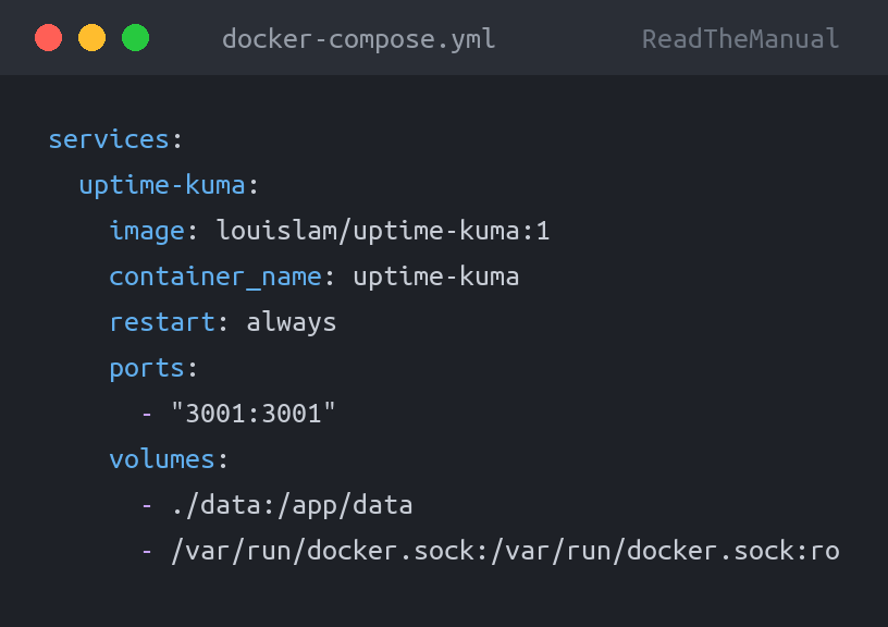docker-compose.yml used in the guide: How to Install Uptime Kuma to Monitor Your Homel