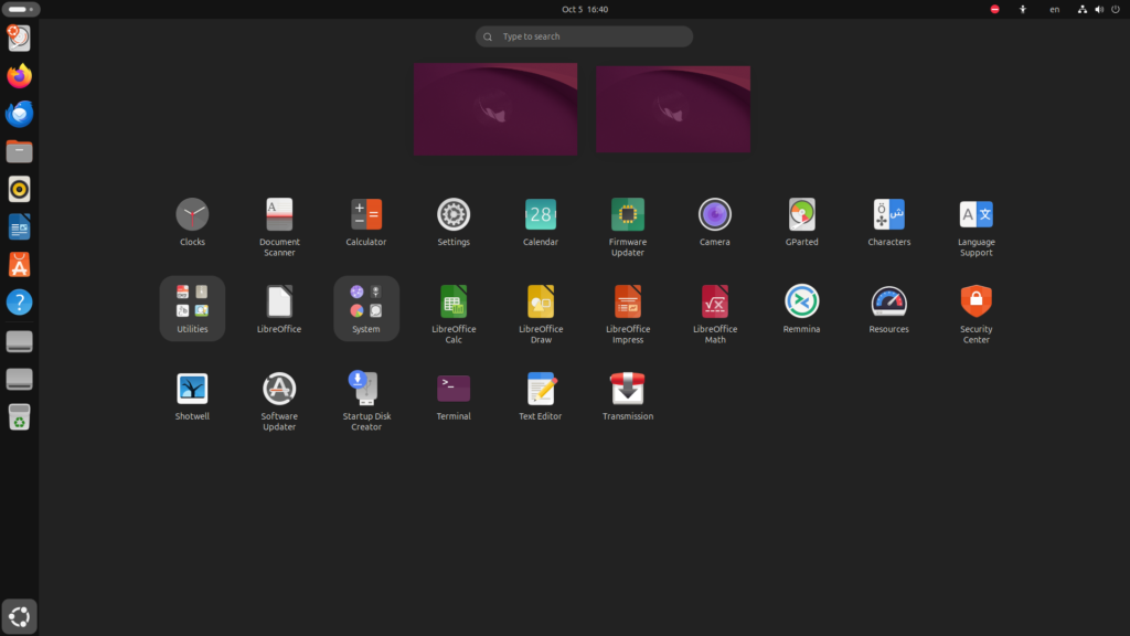 The Ubuntu 26.10 beta app grid